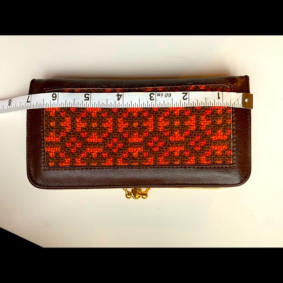 Vintage Stitched Boho 70s Clutch In Orange and Pink - Picture 8 of 13